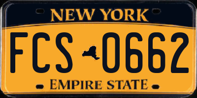 NY license plate FCS0662