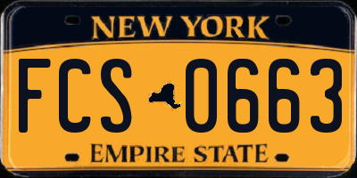 NY license plate FCS0663