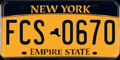 NY license plate FCS0670