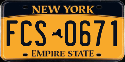 NY license plate FCS0671