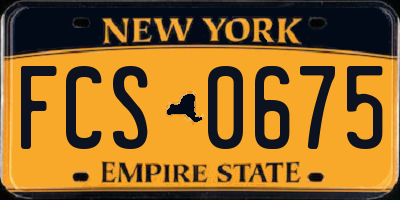 NY license plate FCS0675