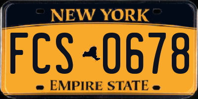 NY license plate FCS0678