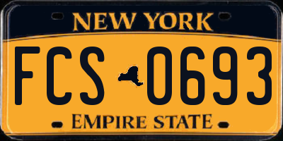 NY license plate FCS0693