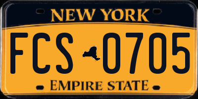 NY license plate FCS0705