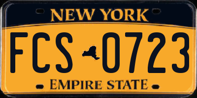 NY license plate FCS0723