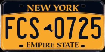 NY license plate FCS0725