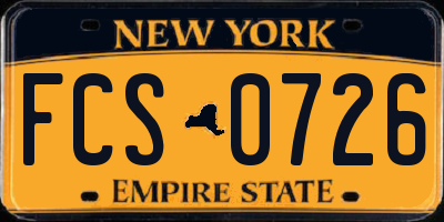 NY license plate FCS0726
