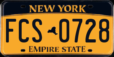 NY license plate FCS0728