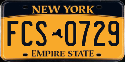 NY license plate FCS0729