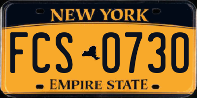 NY license plate FCS0730