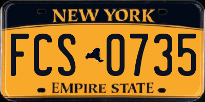 NY license plate FCS0735