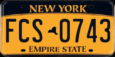 NY license plate FCS0743