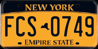 NY license plate FCS0749