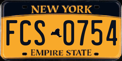 NY license plate FCS0754