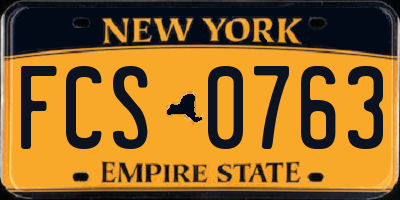 NY license plate FCS0763