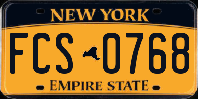NY license plate FCS0768