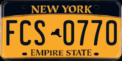NY license plate FCS0770