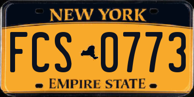 NY license plate FCS0773