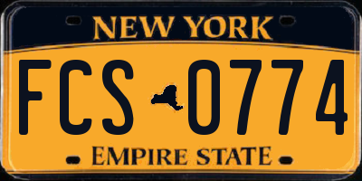 NY license plate FCS0774
