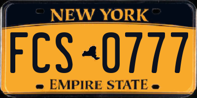 NY license plate FCS0777