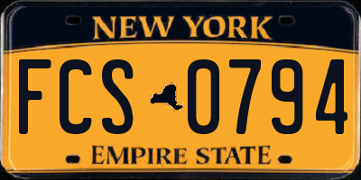 NY license plate FCS0794