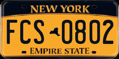 NY license plate FCS0802