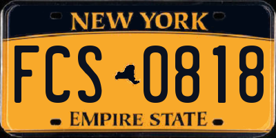 NY license plate FCS0818