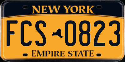 NY license plate FCS0823