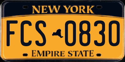 NY license plate FCS0830