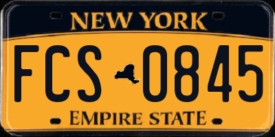 NY license plate FCS0845