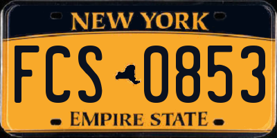 NY license plate FCS0853