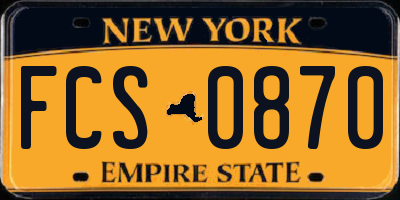 NY license plate FCS0870