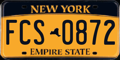 NY license plate FCS0872