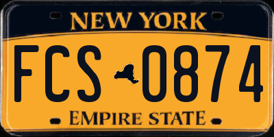 NY license plate FCS0874