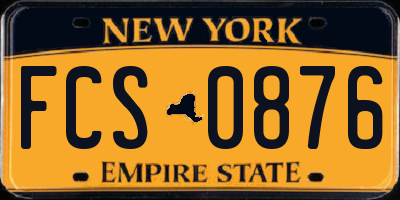 NY license plate FCS0876