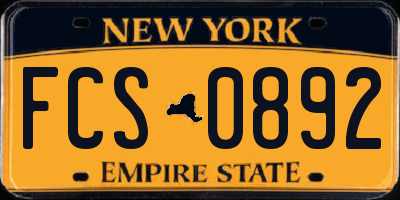 NY license plate FCS0892