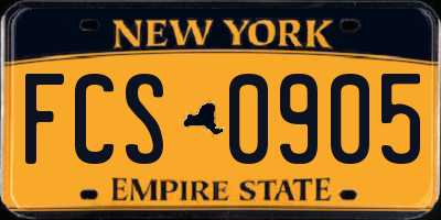 NY license plate FCS0905