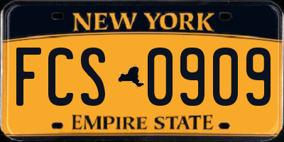 NY license plate FCS0909