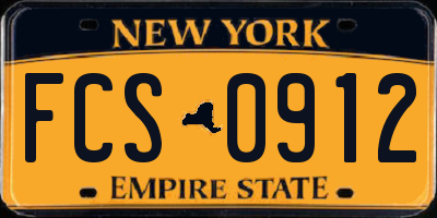 NY license plate FCS0912