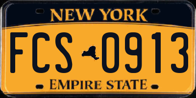 NY license plate FCS0913