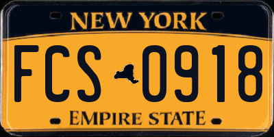 NY license plate FCS0918