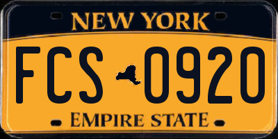 NY license plate FCS0920