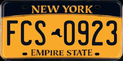 NY license plate FCS0923