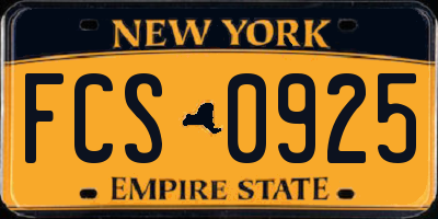 NY license plate FCS0925