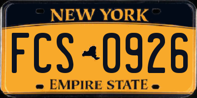 NY license plate FCS0926