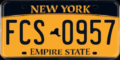 NY license plate FCS0957