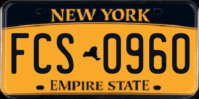 NY license plate FCS0960