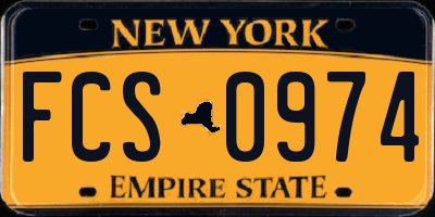 NY license plate FCS0974