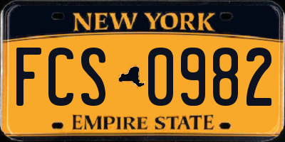 NY license plate FCS0982