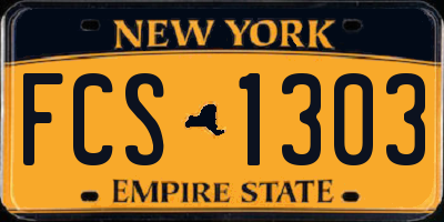 NY license plate FCS1303